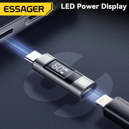 Essager Type C to Lighting OTG Adapter Digital Display PD 60W Fast Charging Lightning To Type C Connector For iPhone 17 16 15 14