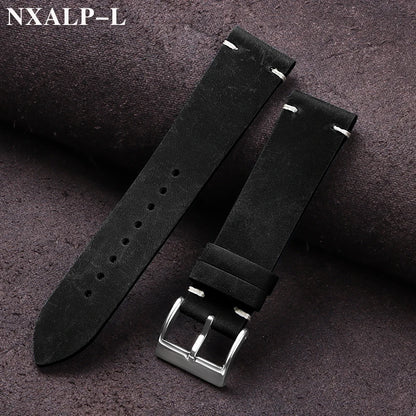 Vintage Oil Wax Leather Watch Band 18mm 20mm 21mm 22mm Handmade Stitching Cowhide Strap for Omega for Seiko Smartwatch Wristband
