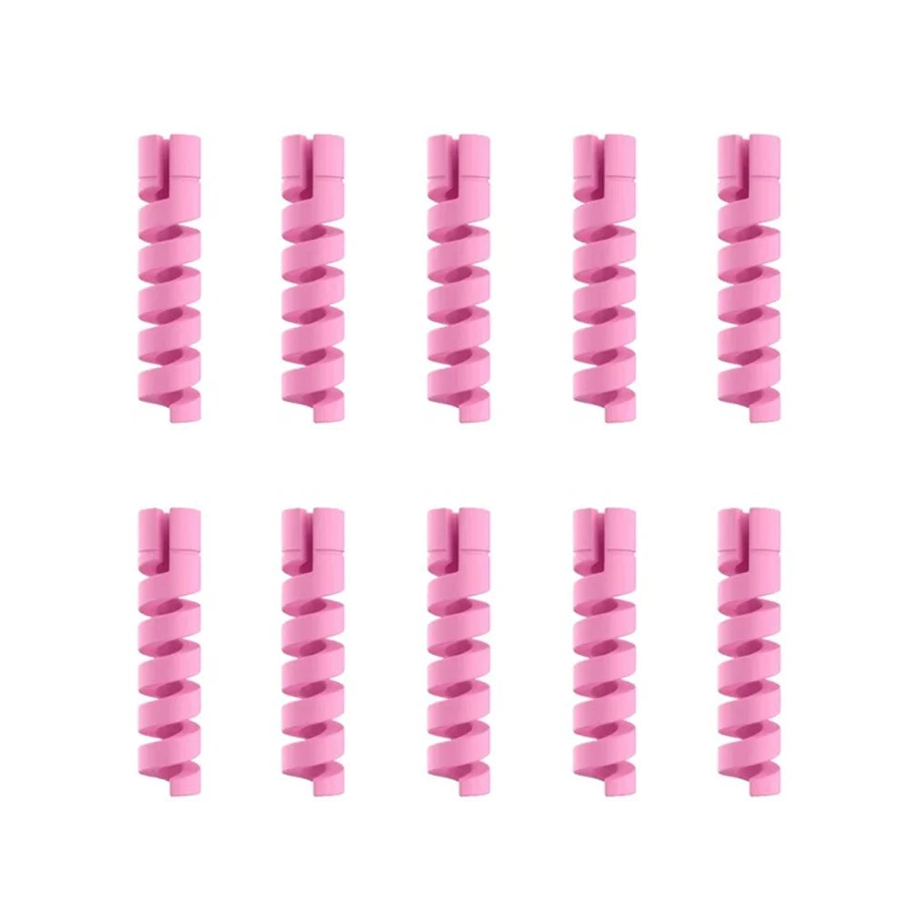 10PCS Soft Cable Protector Silicone Spiral Winder USB Charge Cable Protection For Android Phone Mouse Earphone Wire Protection