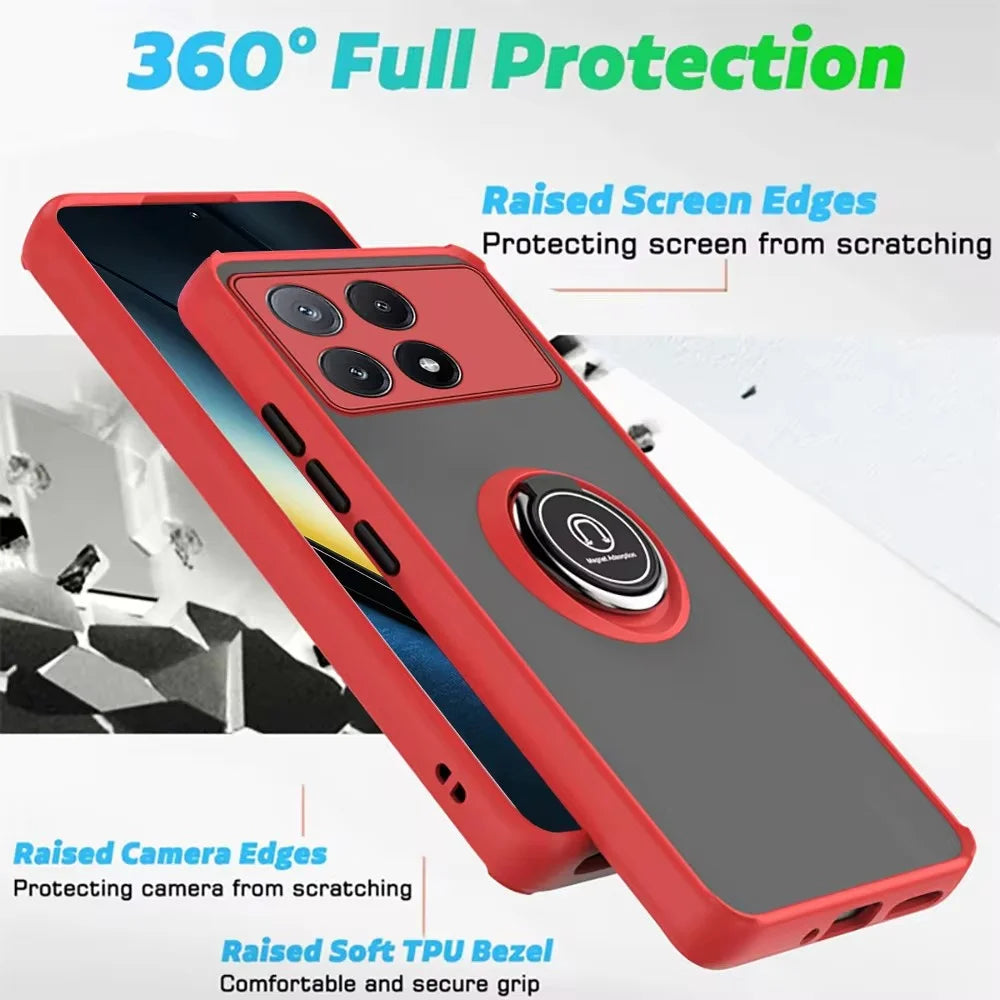 Ring Stand Holder Phone Case For POCO X6 X7 X5 X4 X3 F6 F5 F4 GT F3 Pro Shockproof Magnetic Cover For POCO M6 M5 M3 Pro 5G Funda