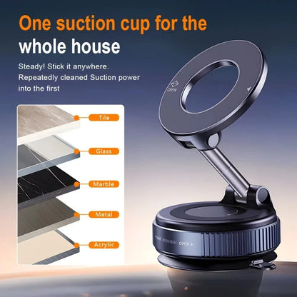 Strong Magnetic Car Phone Holder Foldable Design 360° Adjustable Vacuum Mount for Car/Desk/Bathroom/Universal Car Phone Holder