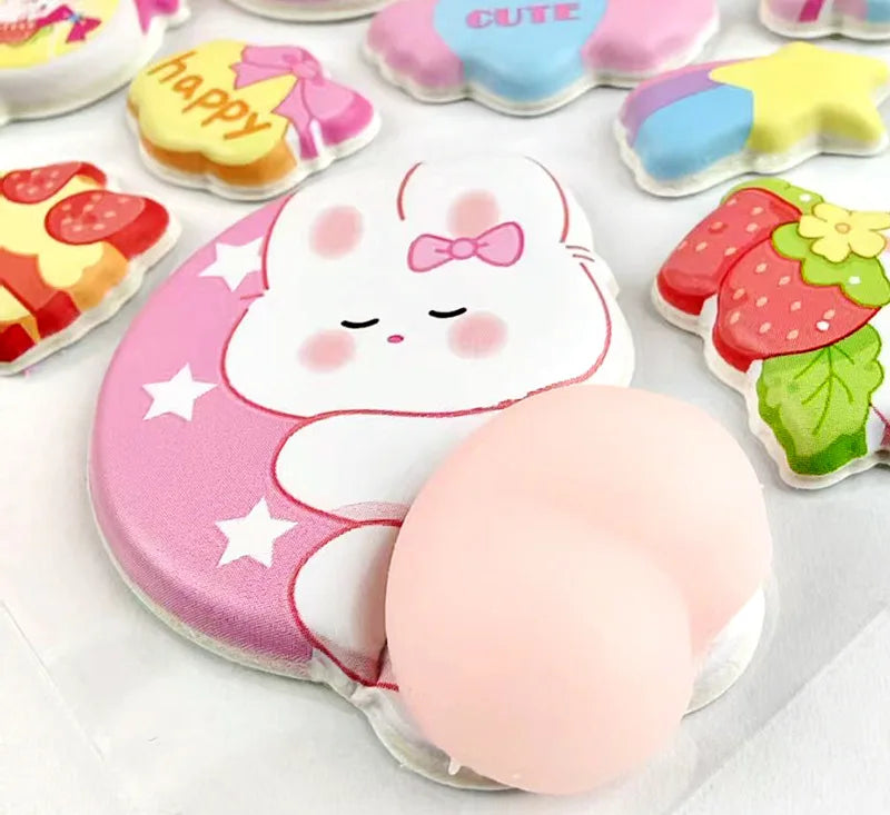 1 Sheet 3D Cute Animal Butt Stickers, Stress Relief Puffy Squishy Sticker for DIY Scrapbook Guitar Phone Case Laptop Decal