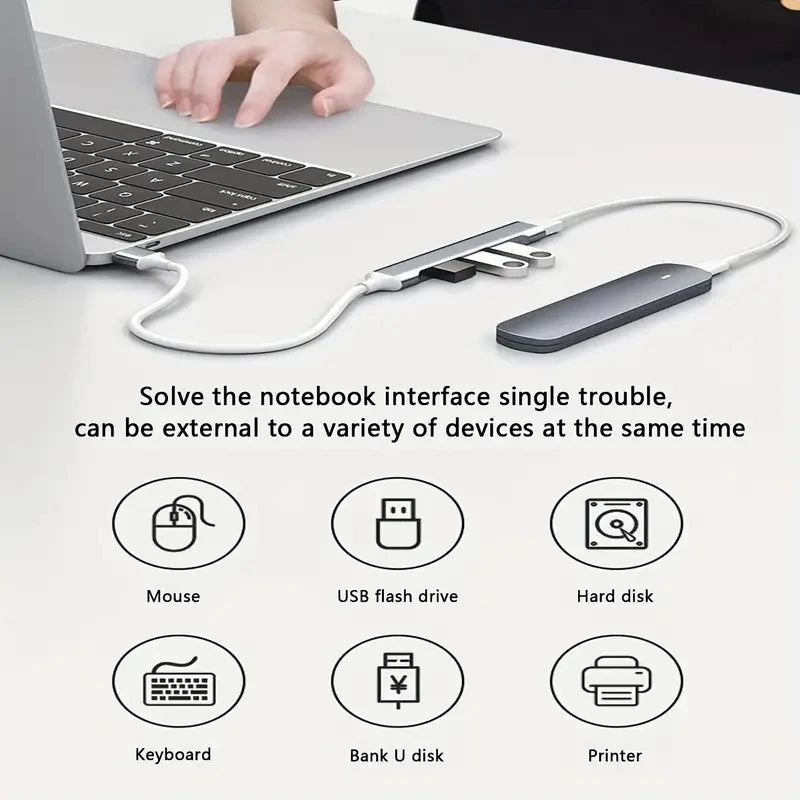 USB HUB Extender 4 Port Splitter Adapter OTG Docking Station For Phone Macbook Pro 13 15 Air PC Laptop Computer Hub