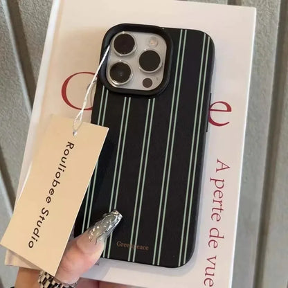 The Green Stripe Lichee Pattern Phone Case For iPhone 16 15 14 13 12 11 Pro Max 16 15 14 Plus Shockproof Silicone Phone Cover