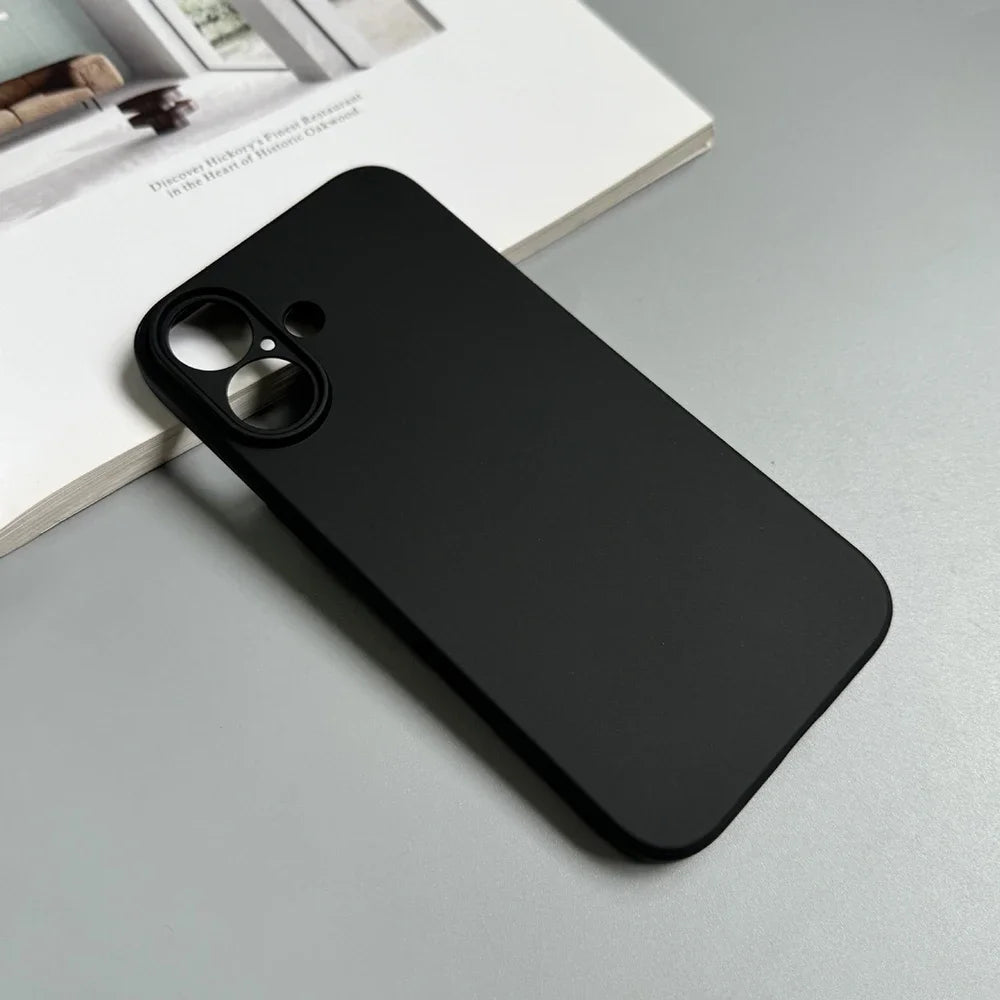 Luxury Full Black Silicone Matte Phone Case For iphone 17 Air 16 15 14 13 12 11 Pro Max 16 15 14 Plus Back Cover TPU Soft Case