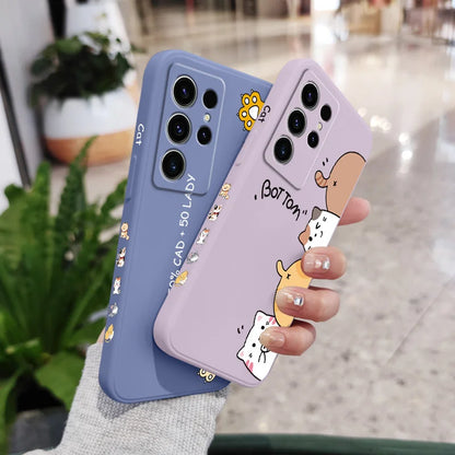 Cat Litter Phone Case For Samsung Galaxy S25 S24 S23 S22 S21 S20 Ultra Plus FE S10 Note 20 ultra 10 9 Plus Cover