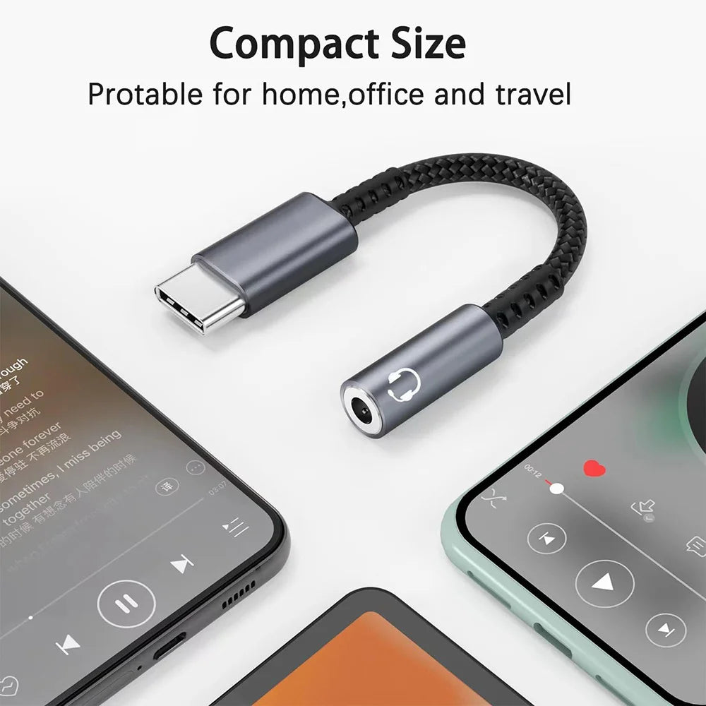 Type C to 3.5mm Audio Adapter Cable USB C to 3.5mm Female Headphone Jack Adapter For iPhone 16 15 Samsung DAC Digital Decoder