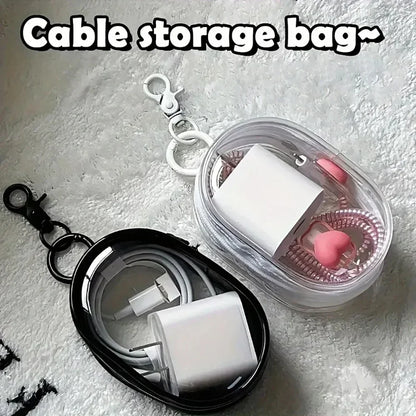 1/2Pcs Transparent Doll Storage Bag with Keychain Outdoor Display Organizer Box for Plush Dolls Earphone Case Accessories