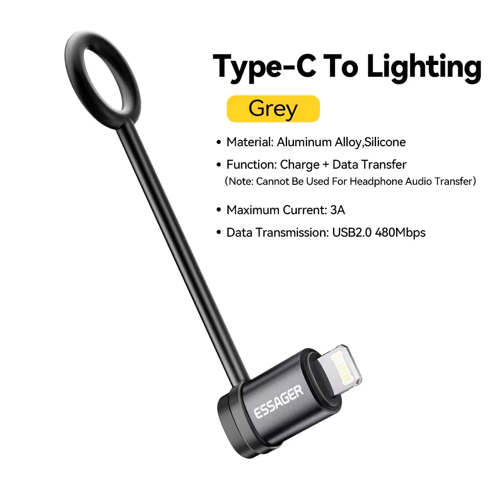 Essager Lighting To Type C Adapter 3A Fast Charging IOS Female to Type-C Male Connector For IPhone 15 14 13 Pro IPad Converter
