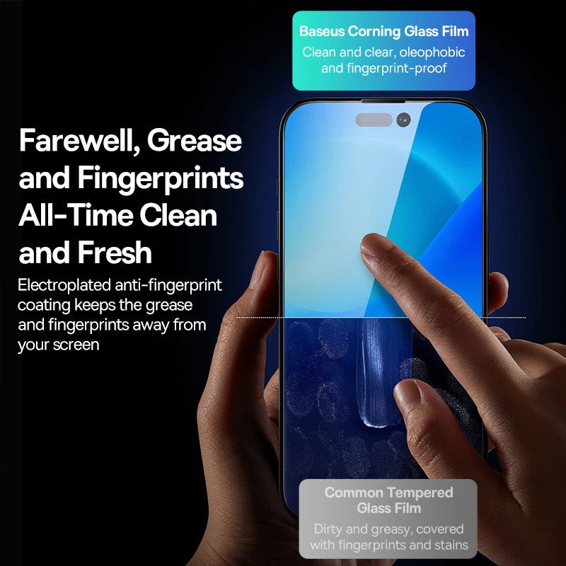 Baseus 0.4mm Corning Tempered Glass for iPhone 17 16 15 14 13 Pro Max Plus Screen Protector Anti-Peeping Auto Installation Film