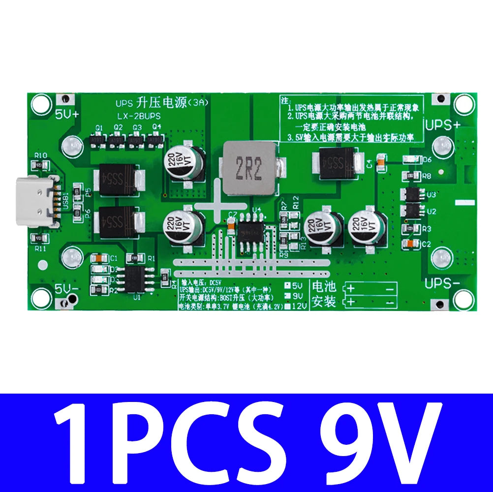 Type-C 15W 3A 18650 Lithium Battery Charger Module DC-DC Step Up Booster Fast Charge UPS Power Supply / Converter 5V 9V 12V