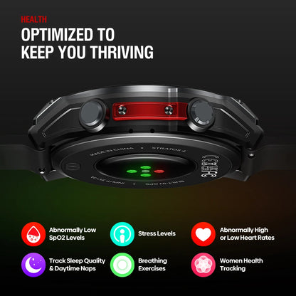 NEW 2025 Zeblaze Stratos 4 GPS Smartwatch 1.43" AMOLED Screen Compass Barometric Altimeter Flashlight Voice Calling Smart Watch