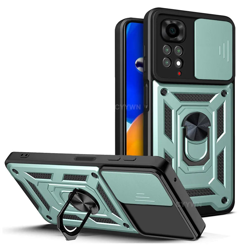 Slide Camera Lens Protector Armor Case For Xiaomi Redmi Note 13 12 11 Pro Plus 11s 12s Military Grade Bumpers Ring Cover
