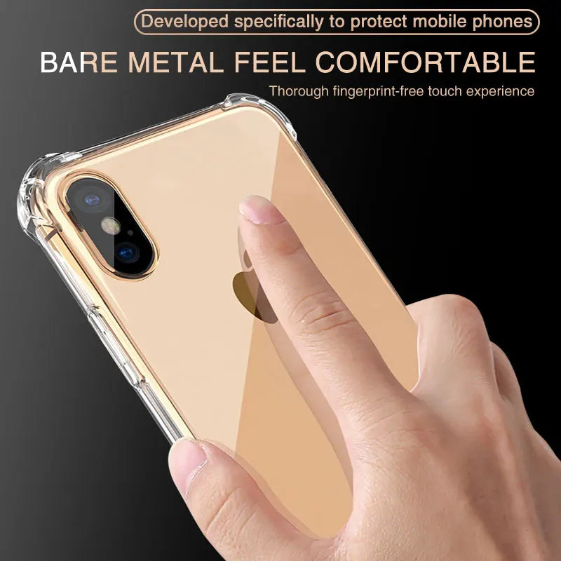 Luxury Clear Shockproof Phone Case For iPhone X Xr Xs Max Case 11 12 13 14 Pro Max 8 7 6s Plus SE 2020 Silicone Back Cover