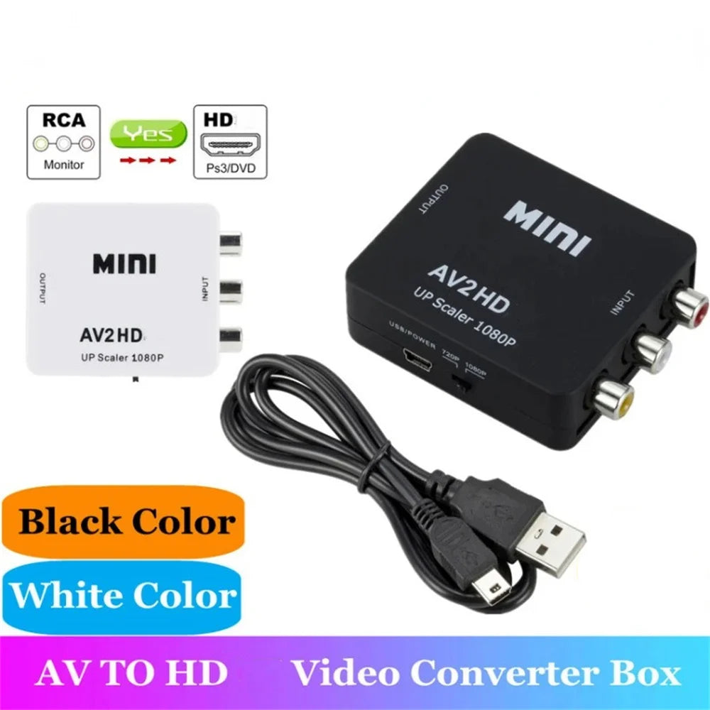 HDMI to AV Converter Box 1080P RCA CVBS Composite Video Adapter Support NTSC PAL For HDTV Projector PC TV Upscaler
