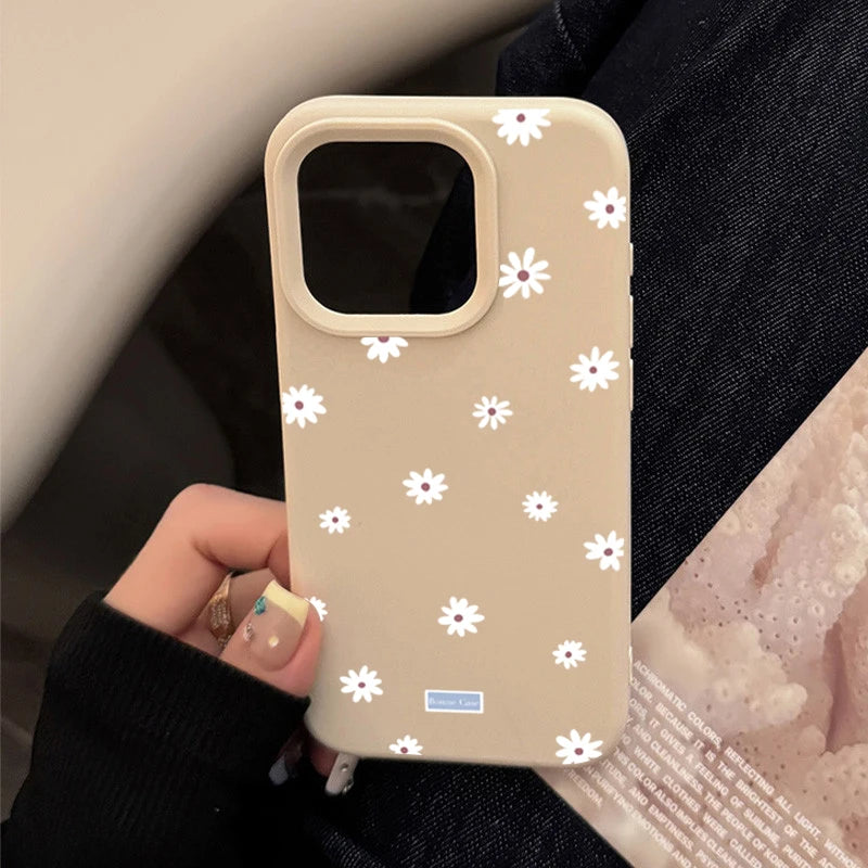 Cute Style Daisy Small Flower Phone Case For iPhone 11 12 13 14 15 16 17 Pro Max 16 Plus Shockproof Bumper Soft Silicone Cover