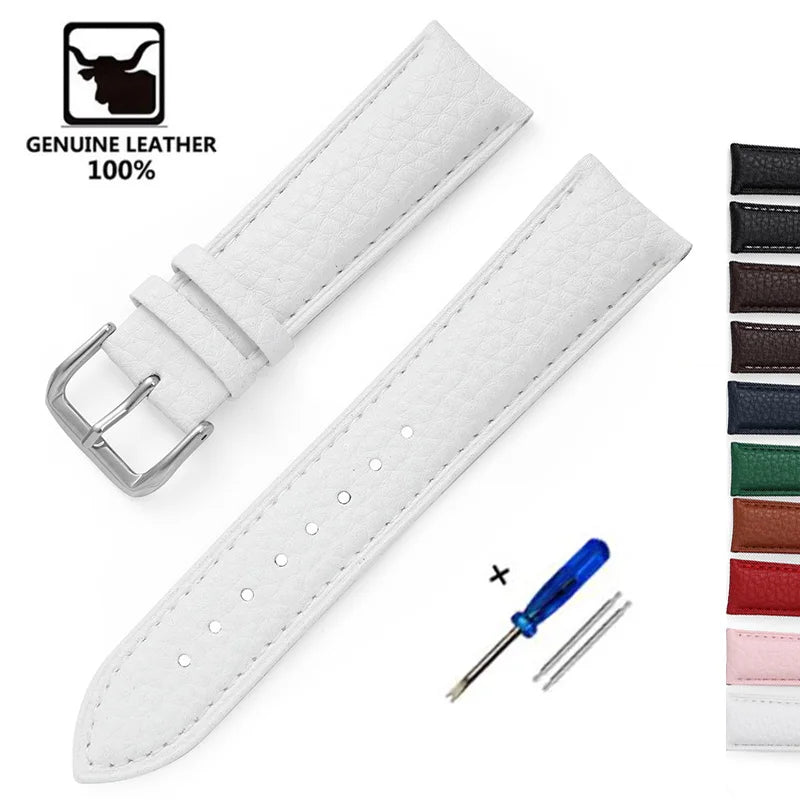 Litchi Pattern Soft Leather Watch Band Bracelet 14mm 16mm 18mm 20mm 22mm Replacement Wrist Straps Watchbands