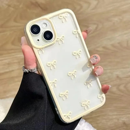 Cute Purple Pink Bow Soft Clear Case Protection for IPhone 15 14 13 12 11 14 Pro Max Soft Camera Protection Case for IPhone 15