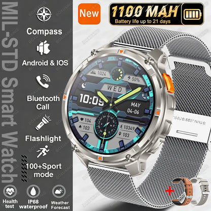 2026 New T-Rex3 Ultra Military Smart Watch 1100mAh Battery GPS Path IP68 Waterproof Sports Tracker Outdoors Compass Smartwatch