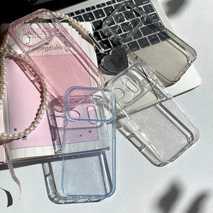 Ultra Thin Clear Glitter Soft Silicone Phone Case For iPhone 17 Air 16 15 14 13 Pro Max Plus Transparent Shiny Solid Color Cover