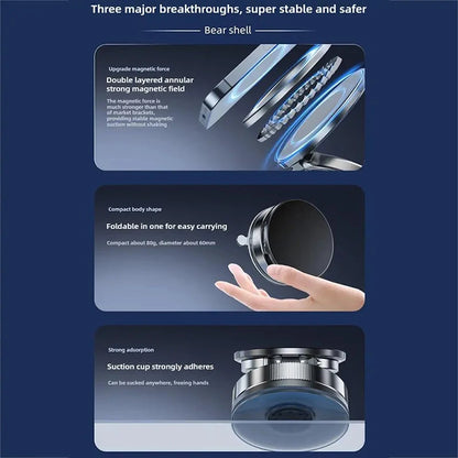 Vacuum Magnetic Phone Bracket Multi-angles Adjustment Strong Magnet Suction Design Foldable Mini Car Holder Navigation Stand New
