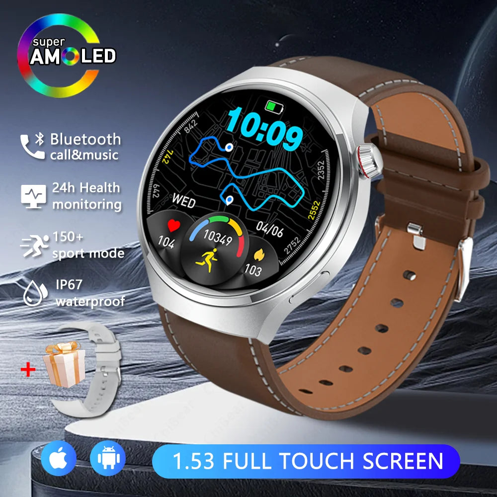 Watch 4 Pro Sports Smart Watch Men 360*360 AMOLED HD Screen Heart Rate Bluetooth Call IP68 Waterproof Music SmartWatch 2025 New