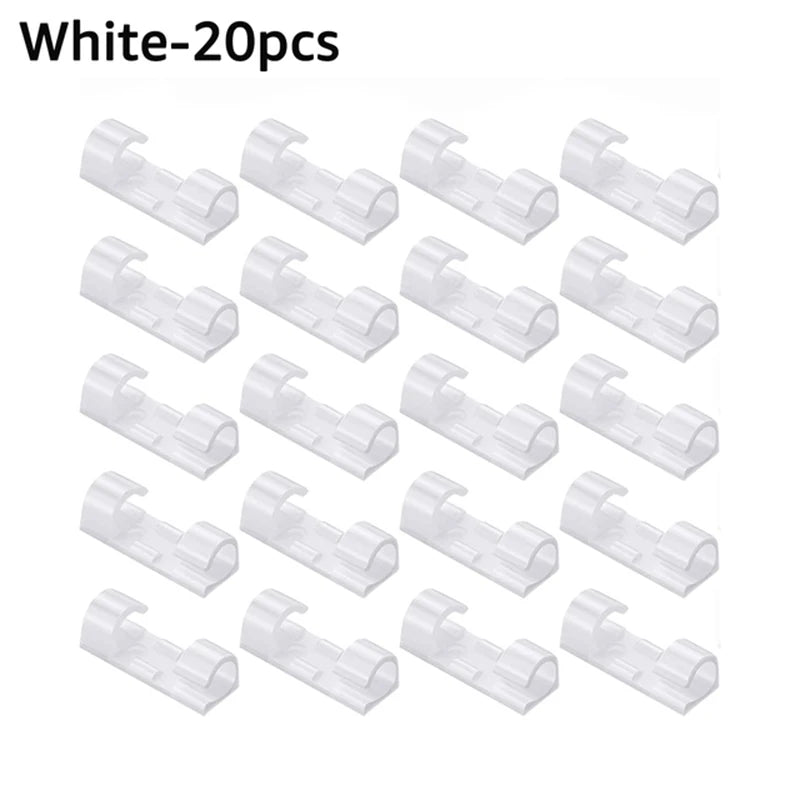20PCS Cable Organizer Clips Cable Management Desktop Workstation ABS Wire Manager Cord Holder Charging Data Line Bobbin Winder