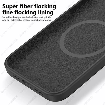 For Magsafe Wireless Charging Cases For iPhone 15 11 14 13 12 Pro Max Plus Liquid Silicone Magnetic Soft Cover Phone Accessories