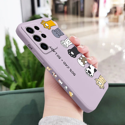 Cat Litter Phone Case For Samsung Galaxy S25 S24 S23 S22 S21 S20 Ultra Plus FE S10 Note 20 ultra 10 9 Plus Cover