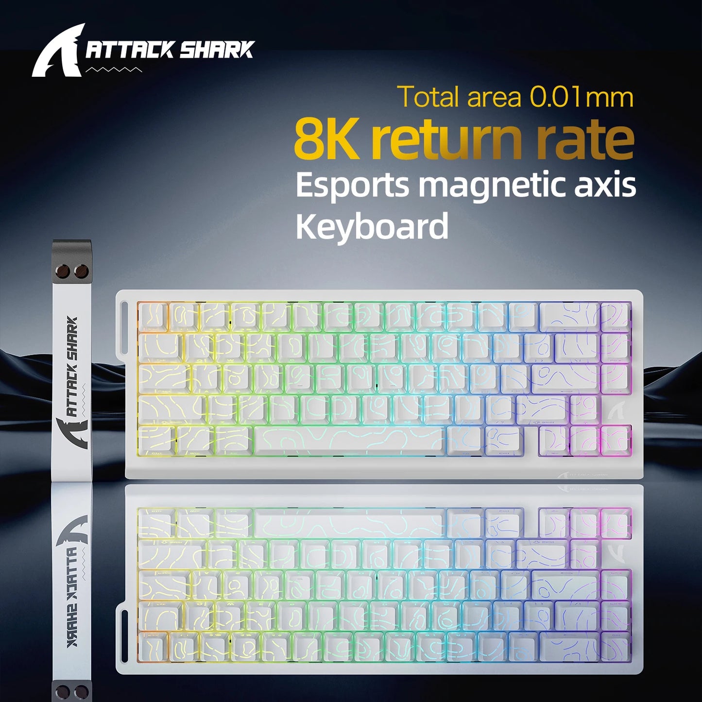 Attack Shark X68HE RGB Mechanical Keyboard,Supports Web Driver,0.01mm Rapid Trigg,8000 Hz Rate of Return,0.125ms,Wired Design