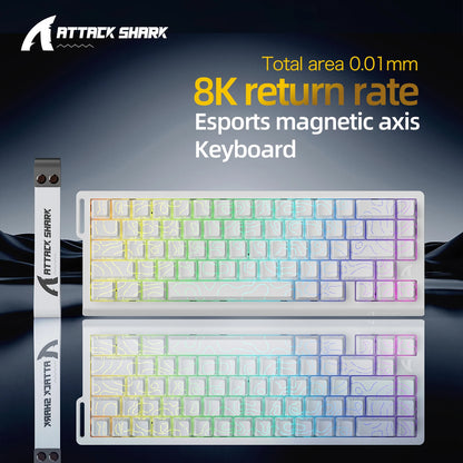 Attack Shark X68HE RGB Mechanical Keyboard,Supports Web Driver,0.01mm Rapid Trigg,8000 Hz Rate of Return,0.125ms,Wired Design