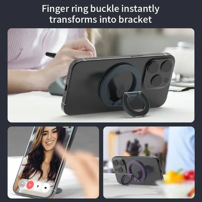 Double Magnetic Cell Phone Ring Holder For MagSafe iPhone 16 12 13 14 15 Series Removable Cell Phone Grip Kickstand