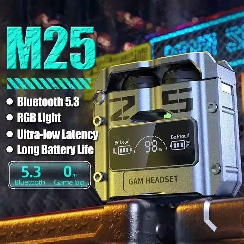 M25 TWS Bluetooth 5.3 Earbuds LED Digital Display Touch Control Wireless Stereo Sound Headphones