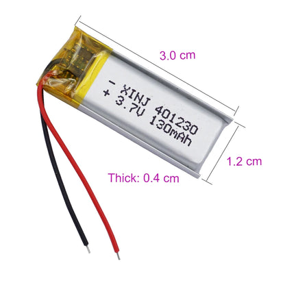 401230 3.7V 130mAh Rechargeable Li-Po Polymer Battery | For Satnav Headphones Bluetooth Speakers Earphones DashCams