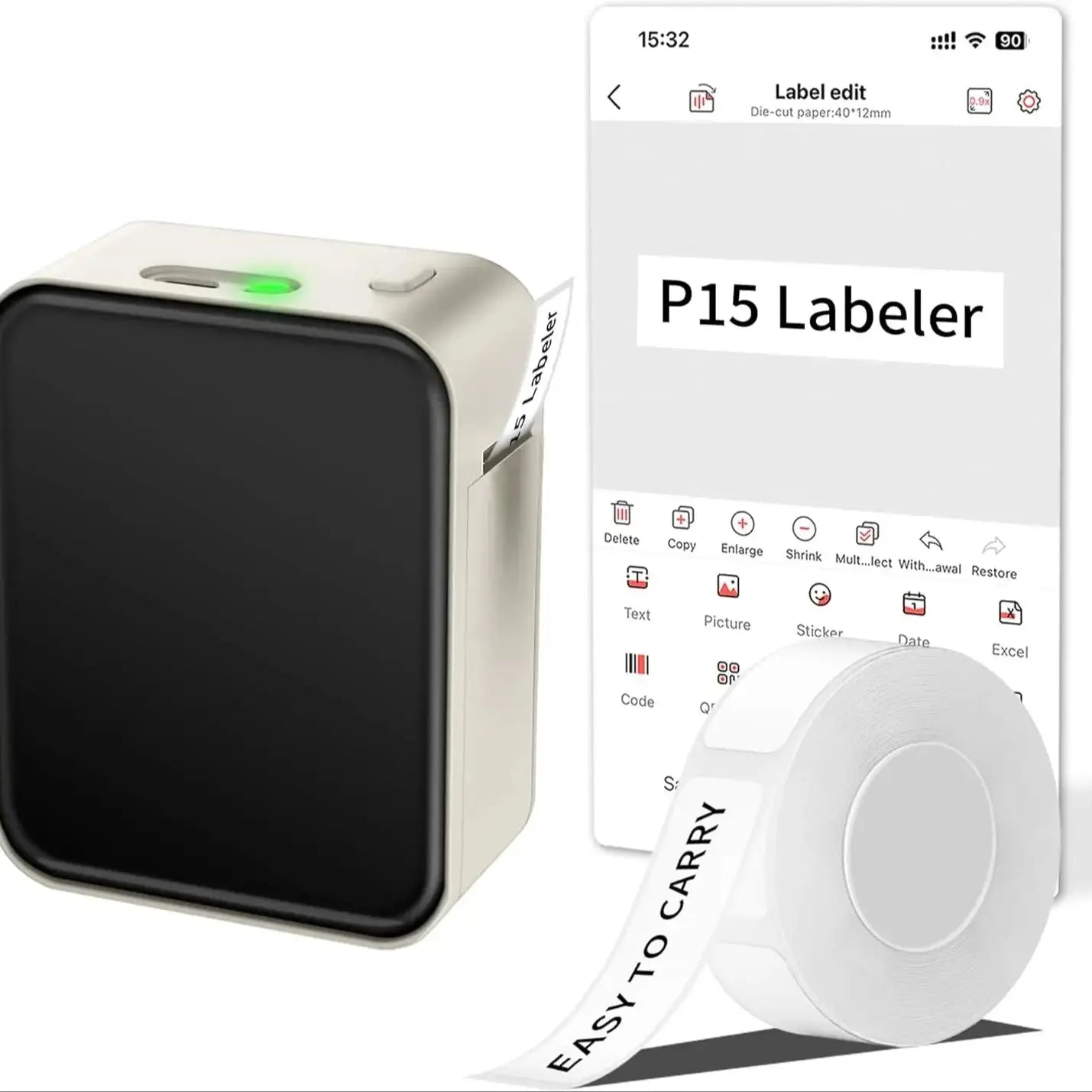 Marklife P15 Mini Portable Thermal Printer Without Ink Self-Adhesive Label Maker Printer For Stickers Labeller Labeling Machine