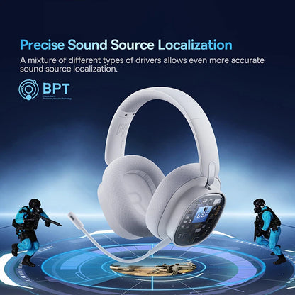 Baseus GH02 Wireless Gaming Headsets with Mic Headphones Bluetooth 5.3 40mm Driver 2.4G/Wireless/Cable RGB Overhead Headphone