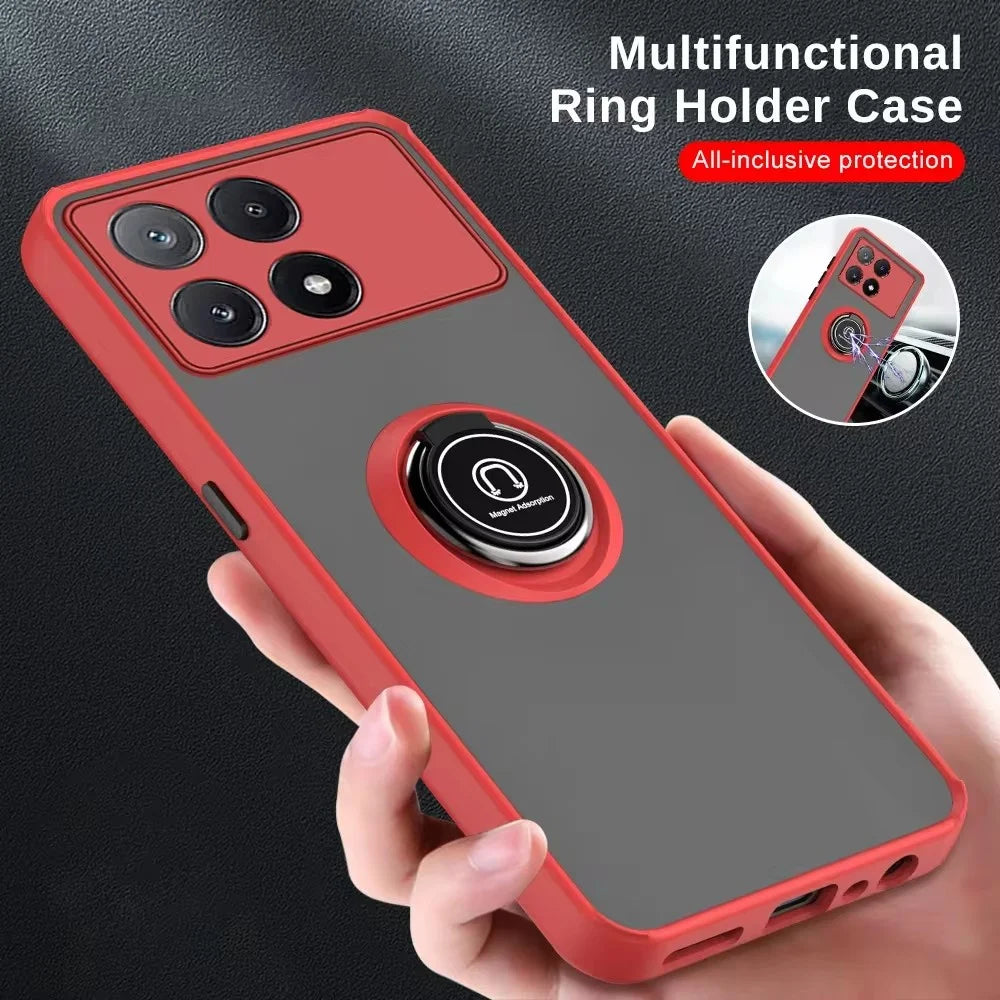 Ring Stand Holder Phone Case For POCO X6 X7 X5 X4 X3 F6 F5 F4 GT F3 Pro Shockproof Magnetic Cover For POCO M6 M5 M3 Pro 5G Funda