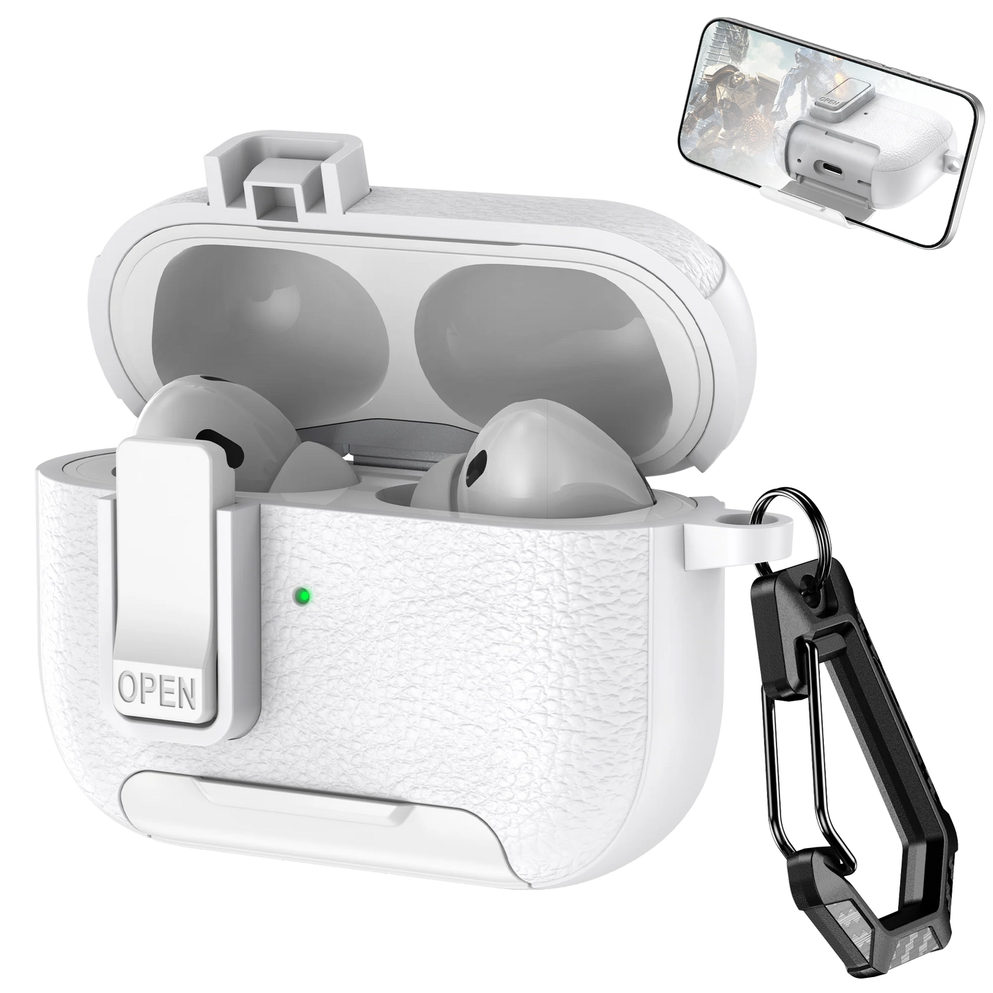 Phone Holder cortex Case For AirPods Pro 3  Bluetooth headset Cover For AirPods Pro 2 or AirPods 1 2 3 4 Pro Case With Hook