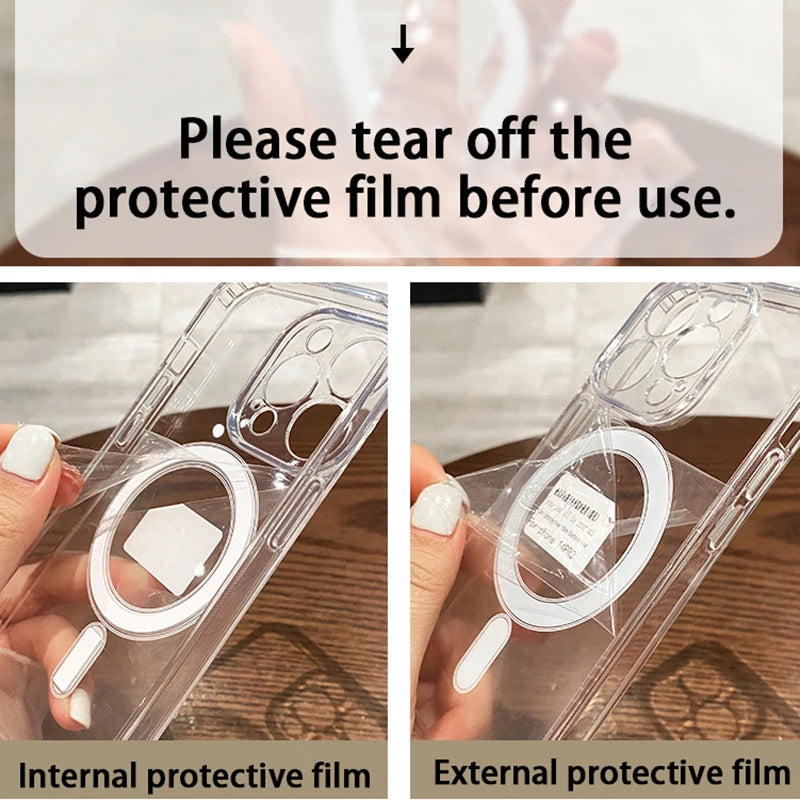 For iPhone 17 ProMax Transparent For Magsafe Magnetic Case for iPhone 17 16 15 14 13 12 11 X XR XS Max Pro Plus Shockproof Cover