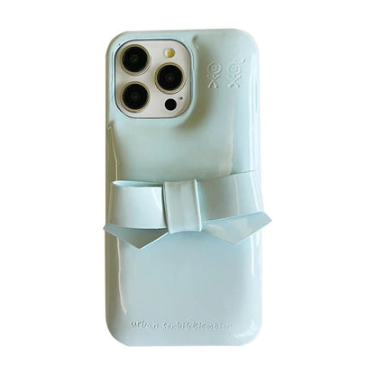 Candy Color Cute Bowknot Phone Case For iPhone