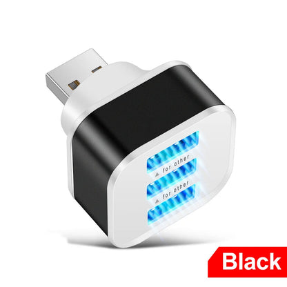 3 Port USB Slots Adaptor USB 3 in 1 2.0 Multple USB Interface Extender Auto Electronics Accessories
