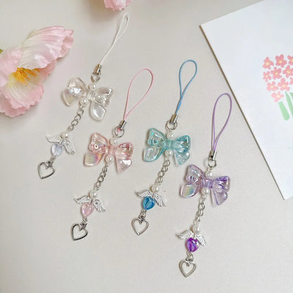 1pcs Phone Charm HYun Phone Chain Trendy Pendant Bow Lanyard Mobile Phone Strap Sweet Girl Key Cord Mobile Lanyard Jewelry Gift