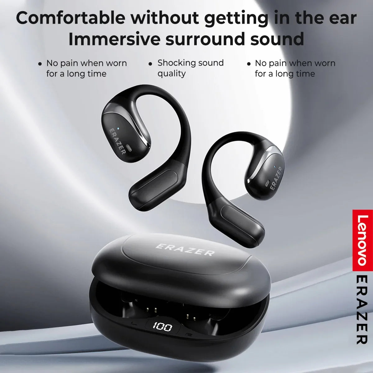 Original ERAZER X9 Wireless Headphones OWS HiFi Stereo Sports Open Bluetooth Earphones with Mic Call Noise Reduction Waterproof