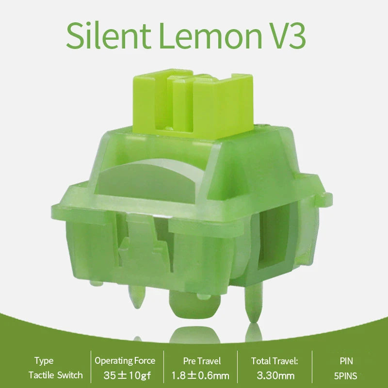 Outemu Silent Peach V3 Switch Lubed Silent Lemon V3 Switches Mechanical Keyboard Linear Tactile 5Pin Paragraph Axis Hot swap
