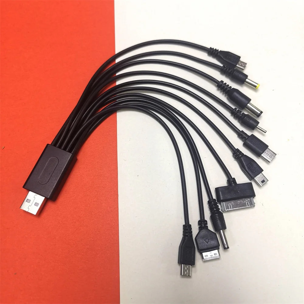 10 in 1 Universal USB To DC Power Cable Mobile Phone Charger Adapter Plug Usb Multifunction Data Transfer DC Jack Charging Line