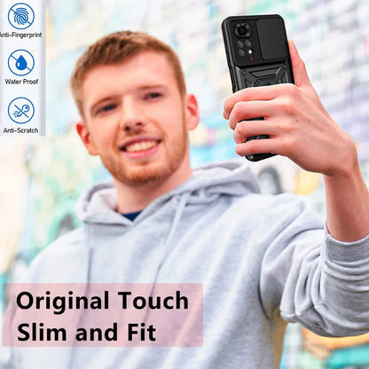 Slide Camera Lens Protector Armor Case For Xiaomi Redmi Note 13 12 11 Pro Plus 11s 12s Military Grade Bumpers Ring Cover