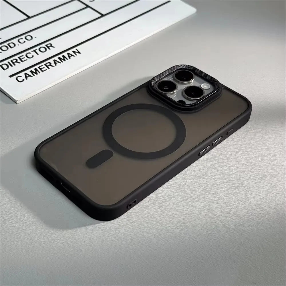 Luxury Spiricle Camera Protection Case for iPhone 15 16 Pro Max 16 Magsafe Cases for iPhone 14 12 11 13 17 Pro Max Matte Cover