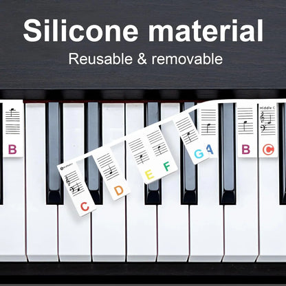 Miwayer 61/88 Keys Piano Keyboard Stickers, Removable Piano Keyboard Note Labels for Learning Piano Notes Guide for Beginner