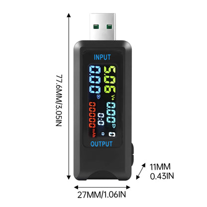 Fast Charging Tester 10 in 1 USB 4.5-36V 0-8A Voltmeter Current Voltage Meter Volt Ammeter Detector Power Bank Charger Indicator