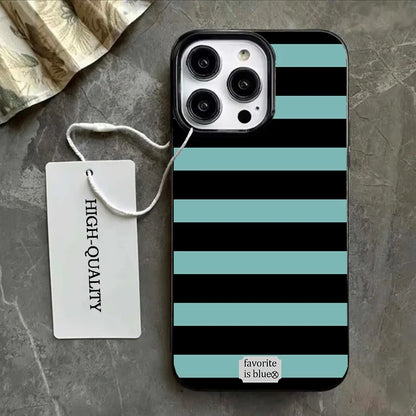 Blue Stripe Luxury Phone Case For iPhone 16 17 ProMax 15 14 13 12 11 Pro Niche Y2K Phone Cases Fundas